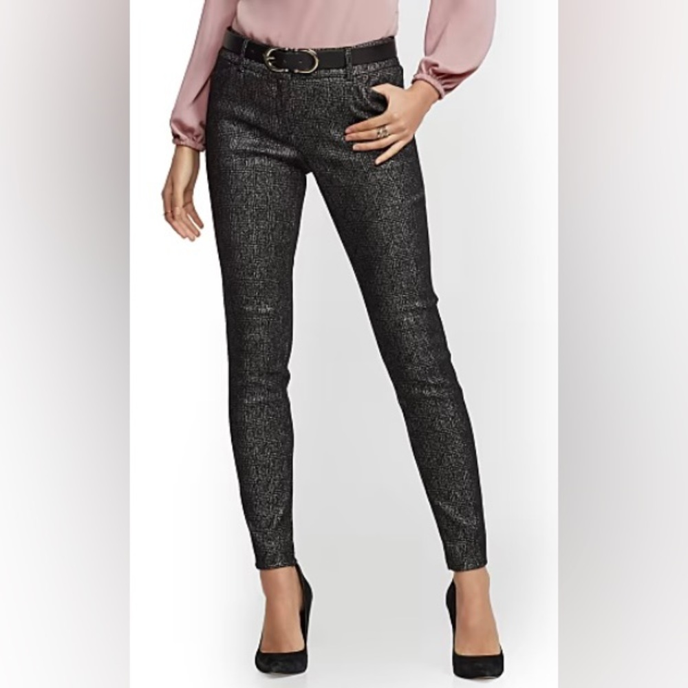 New York & Company Audrey Pant, Metallic Plaid, Size 8